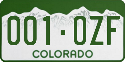 CO license plate 001OZF