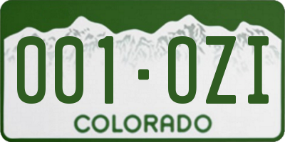 CO license plate 001OZI