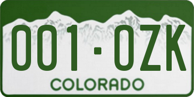 CO license plate 001OZK