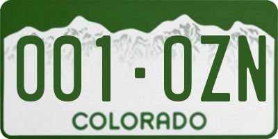 CO license plate 001OZN