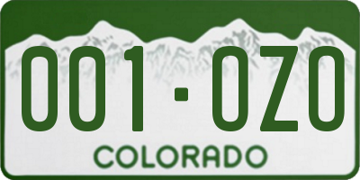 CO license plate 001OZO