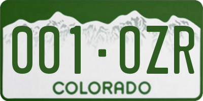 CO license plate 001OZR