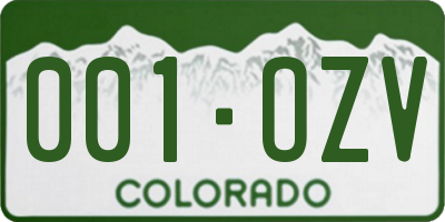 CO license plate 001OZV