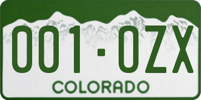 CO license plate 001OZX