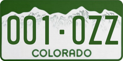 CO license plate 001OZZ