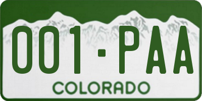 CO license plate 001PAA