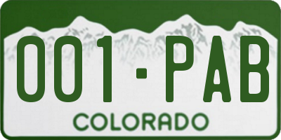 CO license plate 001PAB