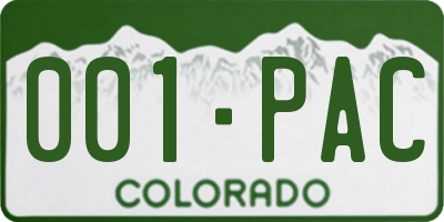 CO license plate 001PAC