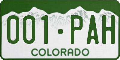 CO license plate 001PAH