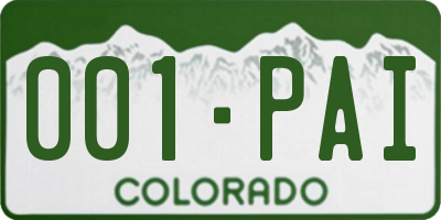 CO license plate 001PAI