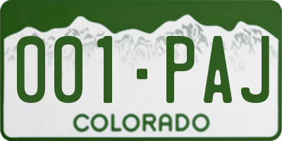 CO license plate 001PAJ