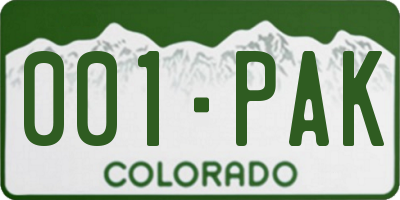 CO license plate 001PAK