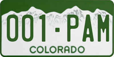 CO license plate 001PAM