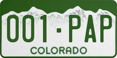 CO license plate 001PAP