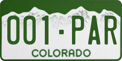 CO license plate 001PAR