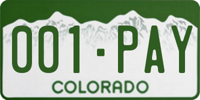 CO license plate 001PAY