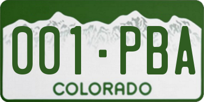 CO license plate 001PBA