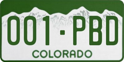 CO license plate 001PBD