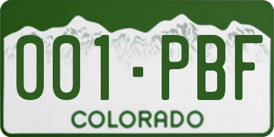 CO license plate 001PBF