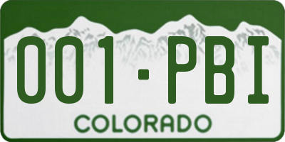 CO license plate 001PBI