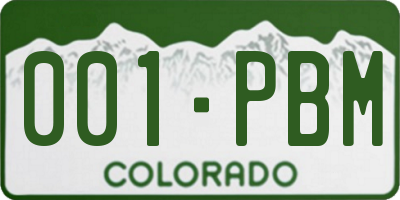 CO license plate 001PBM