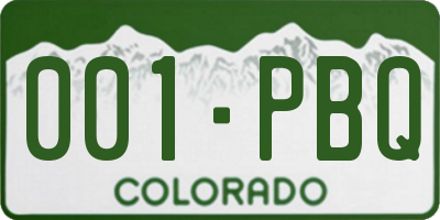 CO license plate 001PBQ