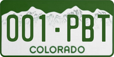 CO license plate 001PBT