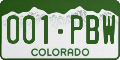 CO license plate 001PBW