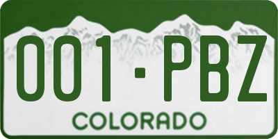 CO license plate 001PBZ