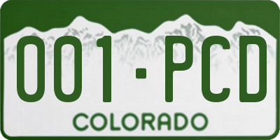 CO license plate 001PCD