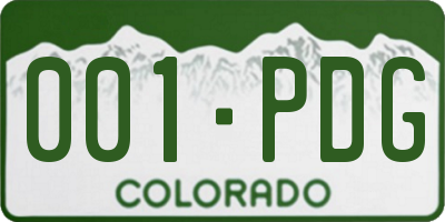 CO license plate 001PDG