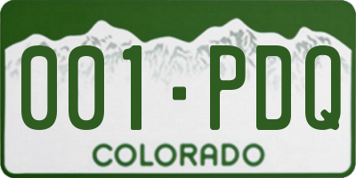 CO license plate 001PDQ