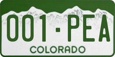 CO license plate 001PEA