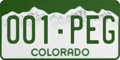 CO license plate 001PEG