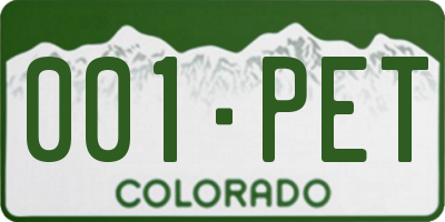 CO license plate 001PET