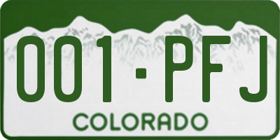 CO license plate 001PFJ