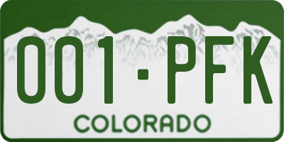 CO license plate 001PFK