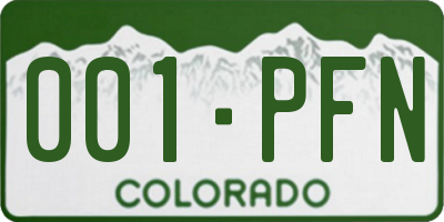 CO license plate 001PFN