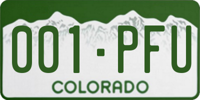 CO license plate 001PFU