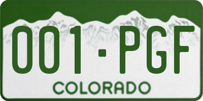 CO license plate 001PGF