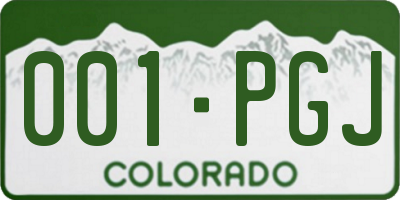 CO license plate 001PGJ