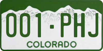 CO license plate 001PHJ