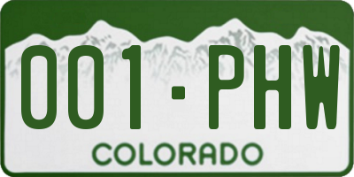CO license plate 001PHW