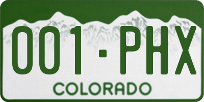 CO license plate 001PHX