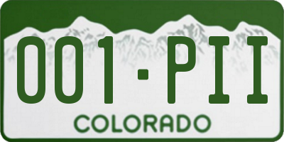 CO license plate 001PII