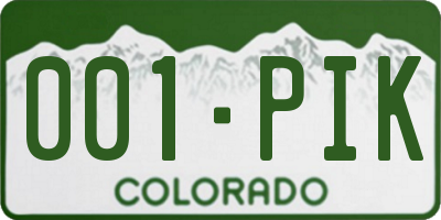 CO license plate 001PIK