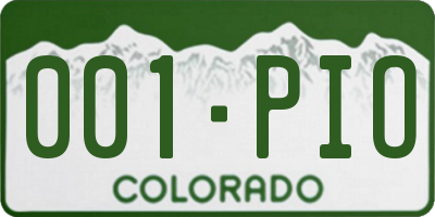 CO license plate 001PIO