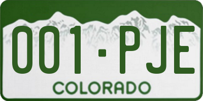 CO license plate 001PJE