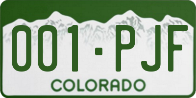 CO license plate 001PJF