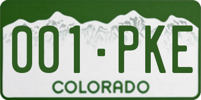 CO license plate 001PKE